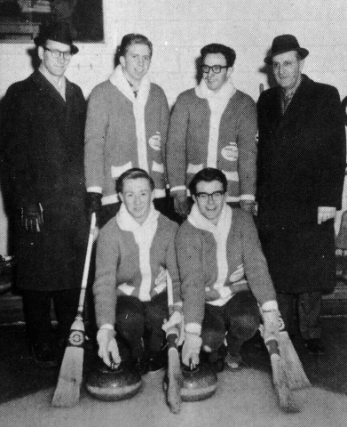 1963 Saskatchewan High School Boys Curling Champions<br>Back row l to r: Roy Thiessen, Dennis Balderston