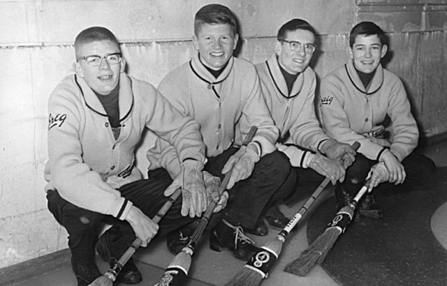 1966/1967 Boys Curling Team
Skip: Greg Balderston, Third: Graham Thompson, Second: Ron Davies. Lead: Craig Moore